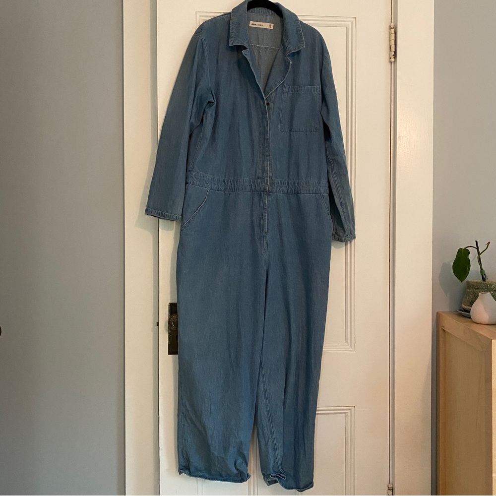 ASOS CURVE Denim Boilersuit in Midwash Blue